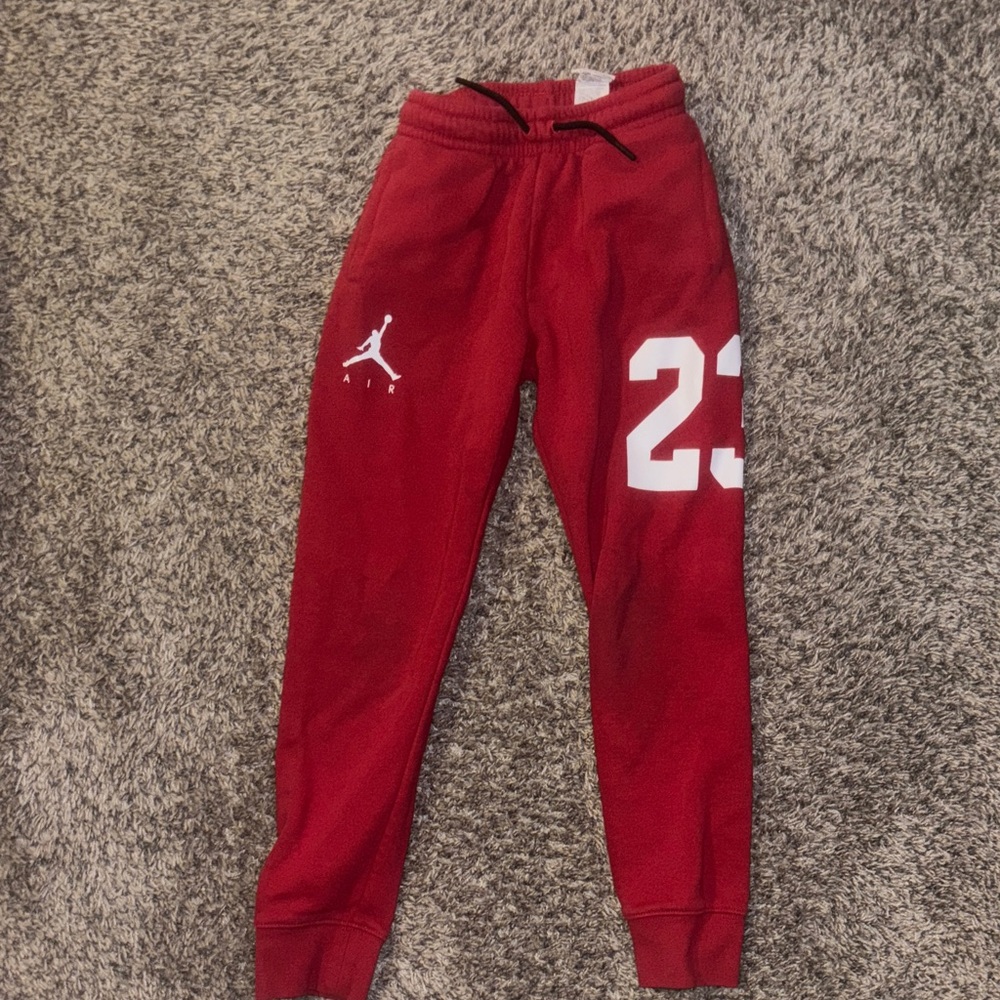 Jordan Kids Red Sweatpants with Logo and Number